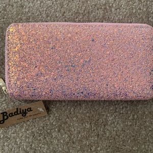 Pink glitter wallet NWT